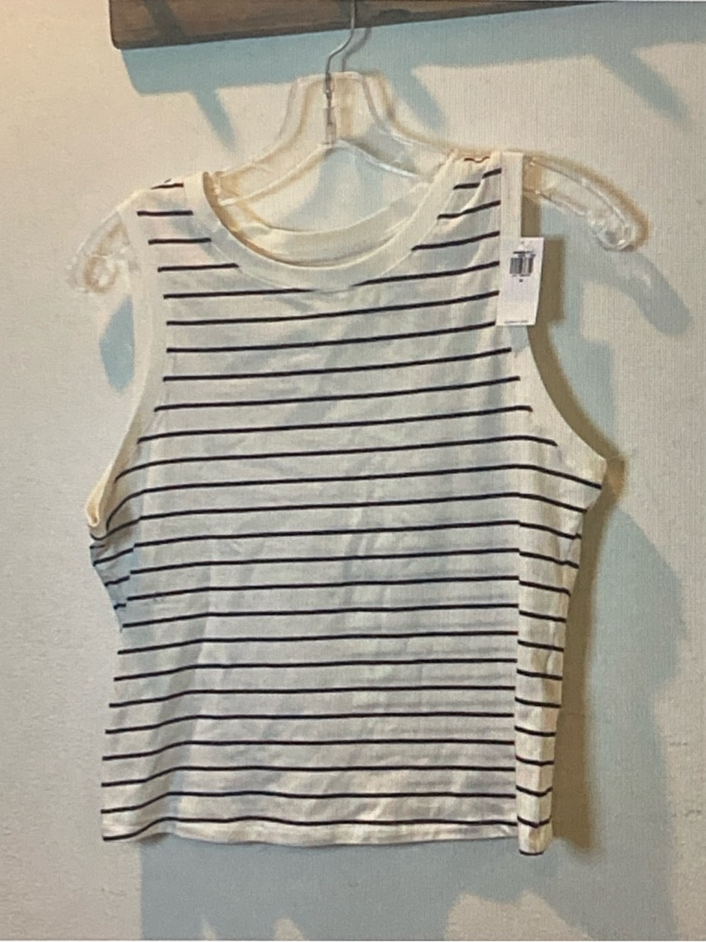 Old Navy Cream Tank Top with Navy Stripes